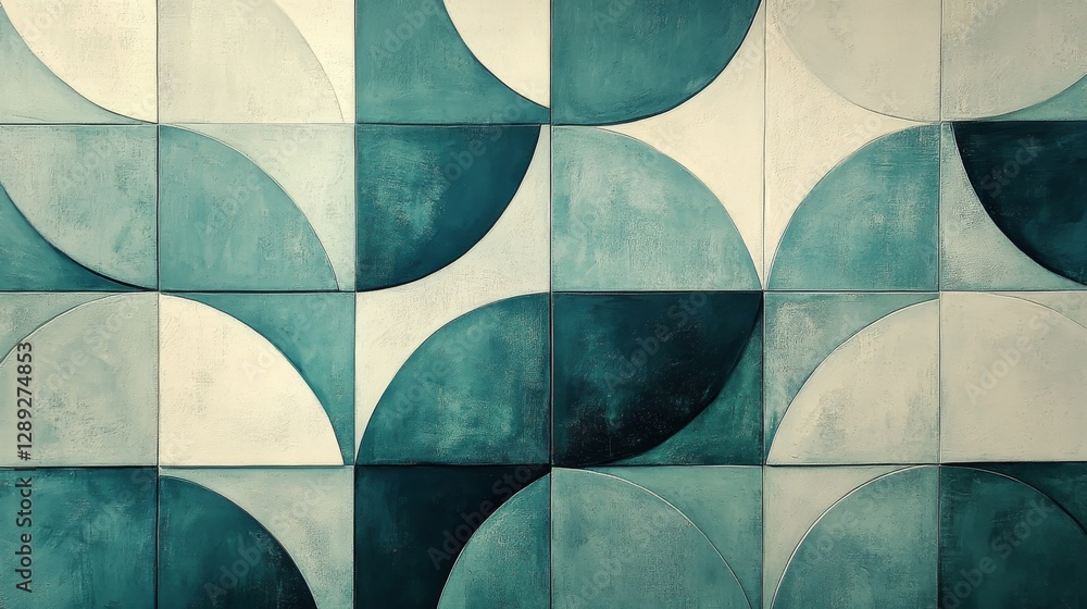Poster abstract pattern showing a collection of interlocking overlapping half circles