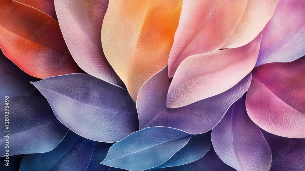 Poster beautiful colorful leaves overlapping creating a vibrant abstract composition