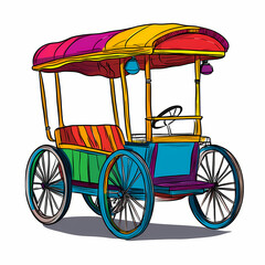 Colorful rickshaw with vibrant design and unique features