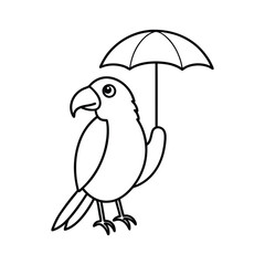parrot holding a tiny umbrella