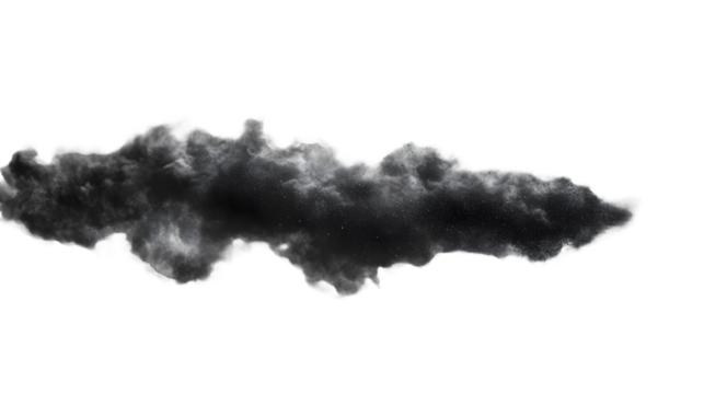 A brooding, charcoal cloud, a cosmic storm brewing on a stark white canvas, with subtle starlight embedded within its dark mass.