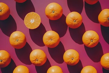 Glass of fresh orange juice with ice cubes and orange slices on a wooden table, vibrant citrus drink concept, bright and refreshing, illustration style