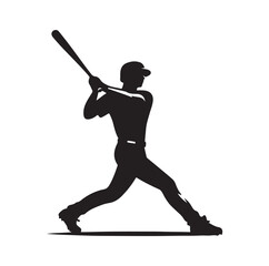man swinging baseball bat silhouette vector illustration
