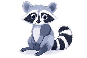 Obraz premium Isolated Raccoon on White Background With Intricate Fur Patterns