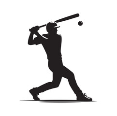 man swinging baseball bat silhouette vector illustration
