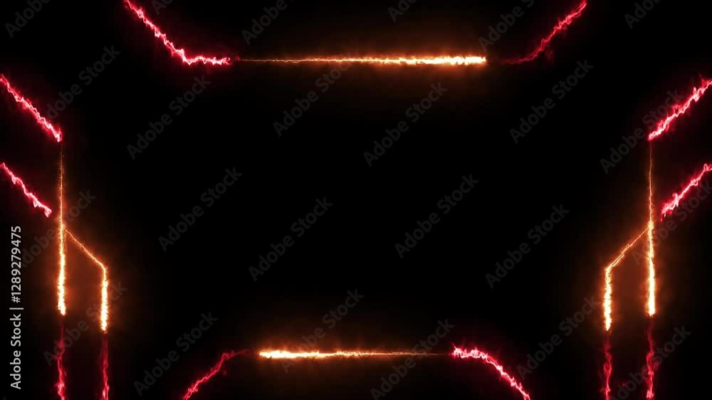 Poster hud template. frame hud element. futuristic viewfinder of future. neon line hud animation on black b
