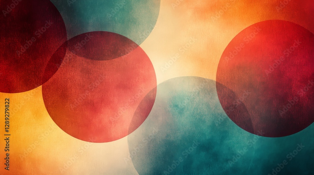 Poster several overlapping circular shapes displayed on a textured backdrop