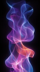 Obraz premium Colorful Abstract Light Waves in Flowing Motion on a Dark Background