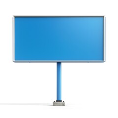 Fototapeta premium Blank blue billboard standing against a white background, ready for advertising.