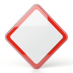 A blank diamond-shaped warning sign with a red border on a white background, symbolizing caution or awareness.
