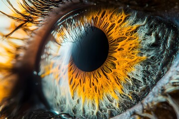 tiger eye macro photography capturing the golden iris of a majestic feline with an intense wildlife gaze and piercing stare