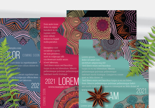 Flyer Layout with Mandala and Ethnic Tribal Lace Flower Elements