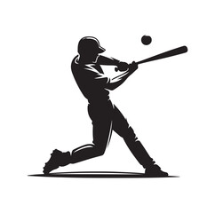 man swinging baseball bat silhouette vector illustration
