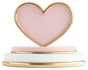 PNG Heart-shaped podium golden pink.