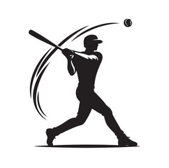 man swinging baseball bat silhouette vector illustration
