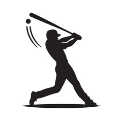 man swinging baseball bat silhouette vector illustration
