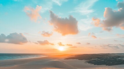 Fototapeta premium Sunset beach dunes landscape scenic ocean view