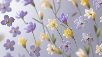 Obraz premium Ethereal Spring Blooms: Delicate Pastel Flowers in Harmonious Pattern