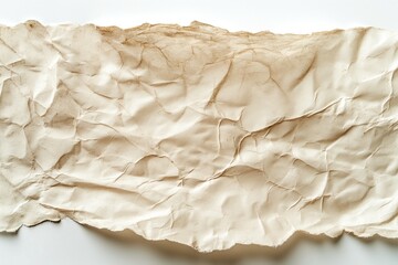 Obraz premium Textured close-up of crumpled beige paper with natural folds and creases.