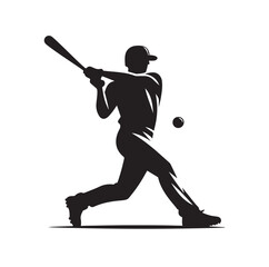 man swinging baseball bat silhouette vector illustration

