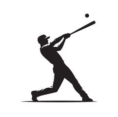 man swinging baseball bat silhouette vector illustration
