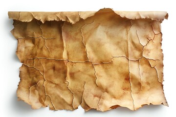 Fototapeta premium An aged, cracked parchment paper displaying rich brown tones and a weathered texture, evoking a sense of history.