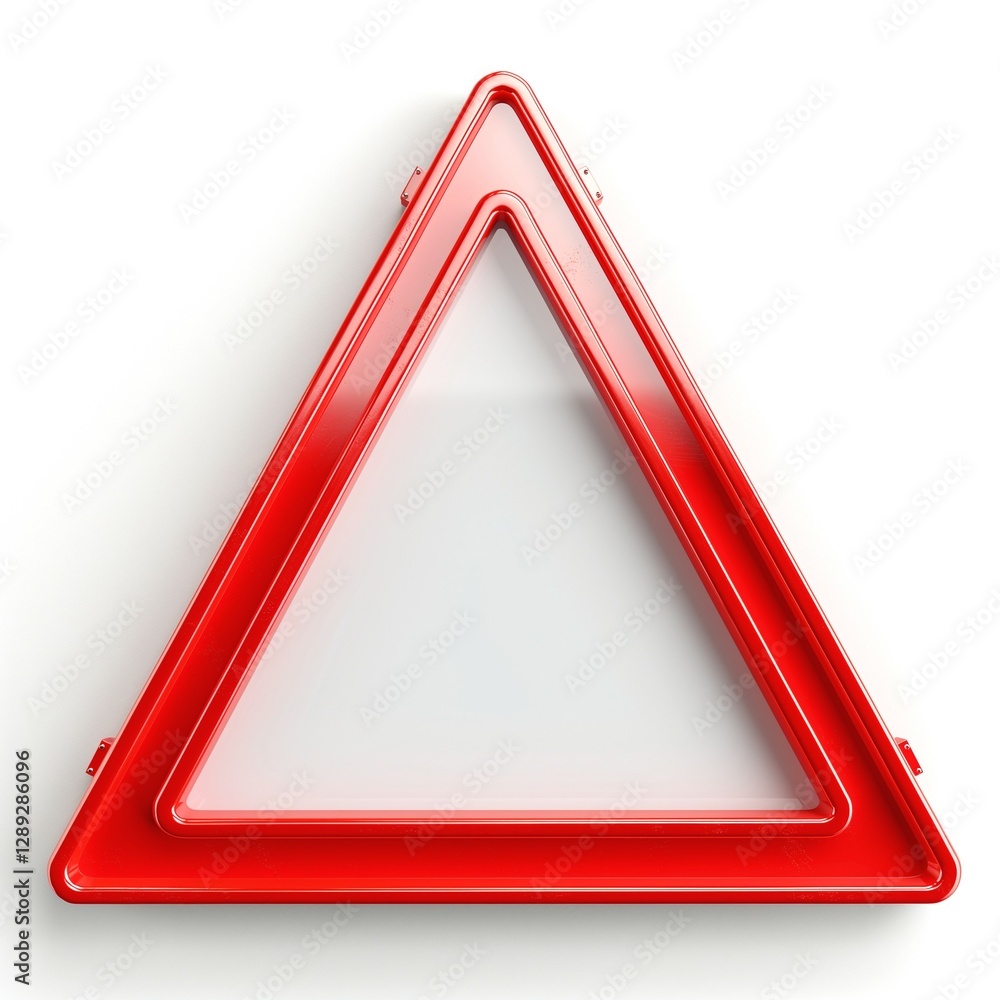 Poster red triangular warning sign, symbolizing caution for drivers.