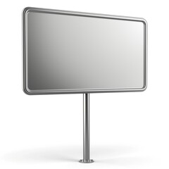 Fototapeta premium A blank rectangular billboard with a shiny metallic frame, standing tall against a white background.