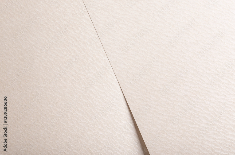 Poster beige and ivory paper with embossed, rippled texture and pearlescent gloss finish. luxury organic de