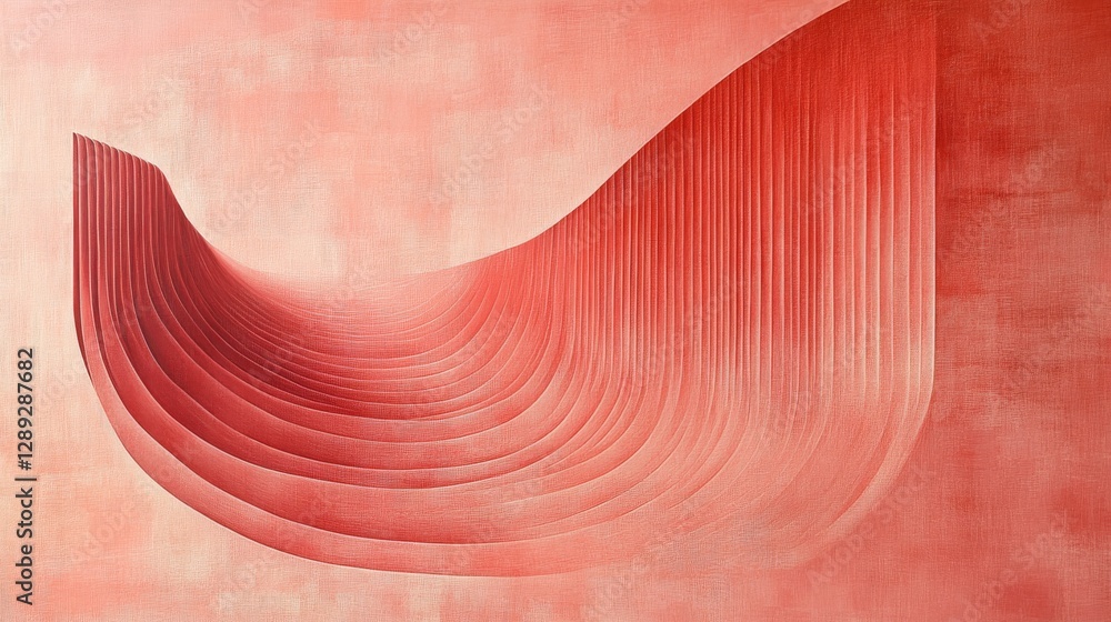 Poster red curvilinear structure with light texture and depth creates a landscape