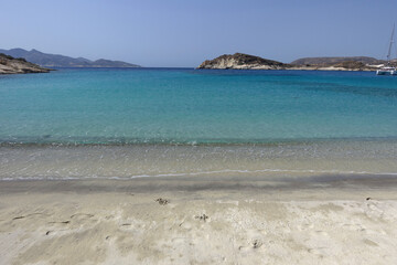 White sandy paradise beach of Prassa with turquoise crystal clear sea voted one of the best in...