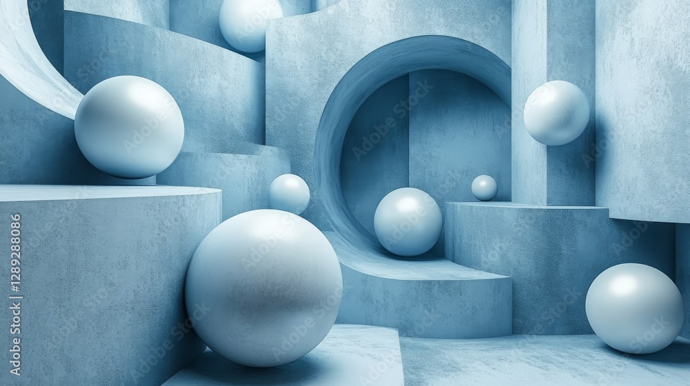 Poster spheres are surrounded by geometric structures with curved elements