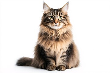 Obraz premium Regal Maine Coon Cat with Thick Fur Sitting Gracefully
