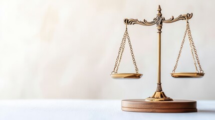 Proactive risk mitigation. Golden scales of justice on a light background.
