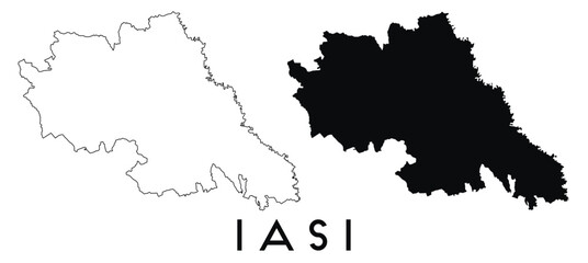 Iasi city map with black border outline vector