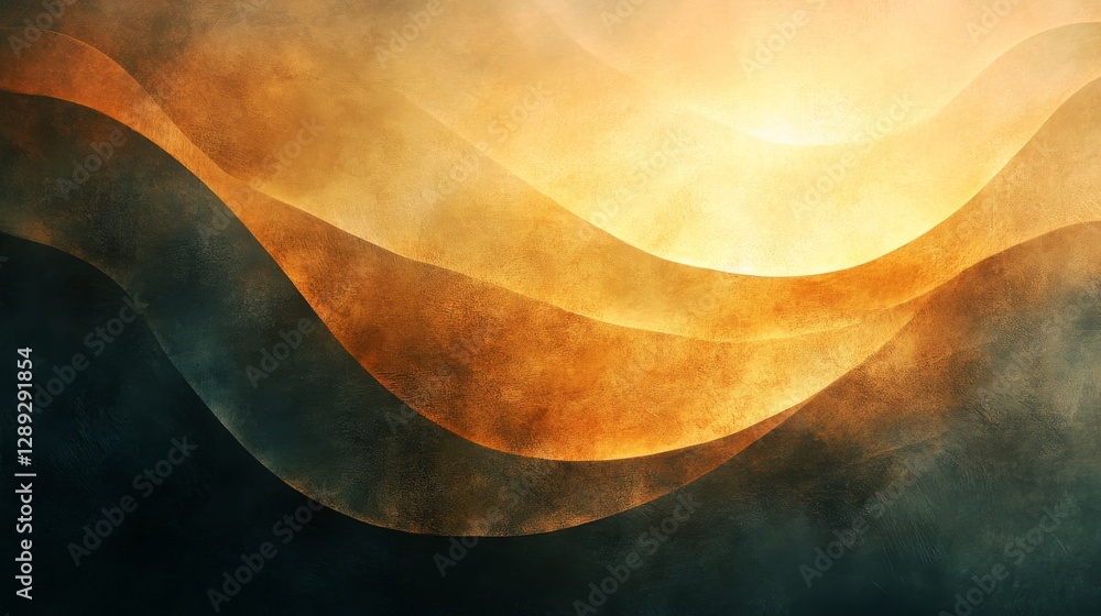 Poster abstract golden waves create a calm and flowing background texture