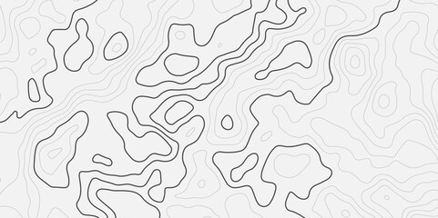 Abstract digital topographic black and white contour line map, geographic mountain line map, topographic lines wavy backdrop topology contour background.