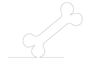 Dog bone continuous single line drawing animal paw,Bone toy for dog line art
