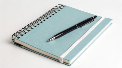 Spiral Notebook and Pen on White Background