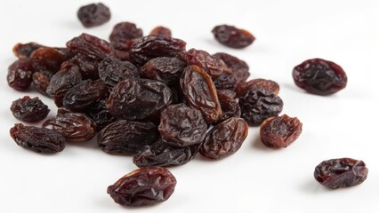 Dark Raisins on White Background