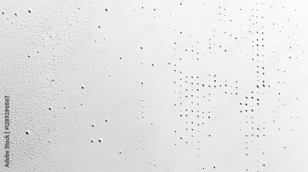 Poster an abstract view displays the white surface texture with dark dots