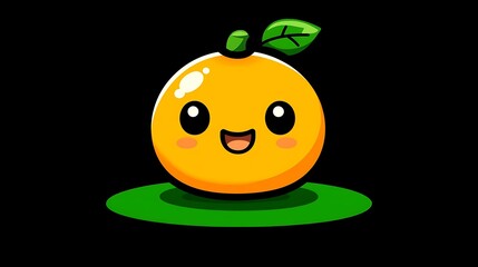 A cartoon isolated vector of a smiling pumpkin with a leaf.