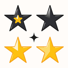 Obraz premium Set of Black and Yellow Stars for Rating or Feedback
