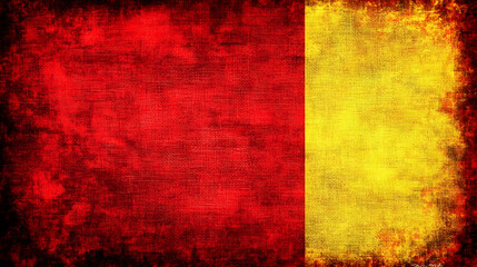 Fototapeta premium Grunge textured Romanian flag, vertical bicolor, red and yellow, distressed background, for website design