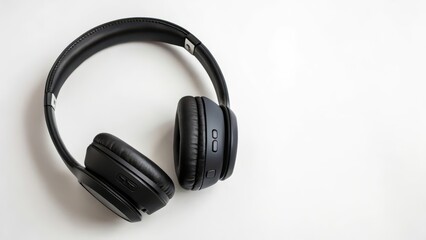 Black Headphones on White Background