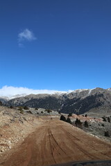 Snowy mountain landscape. High quality photo