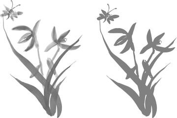 Bouquet Flowers Watercolor and Butterfly Artistic Wildflowers Bloom. 