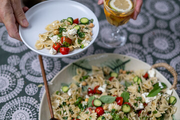 Close up shot of person dishing food