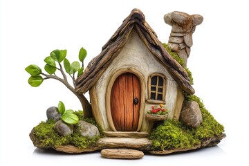 Figurine of a gnome house isolated on a white background