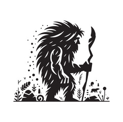 Caveman silhouette vector illustration